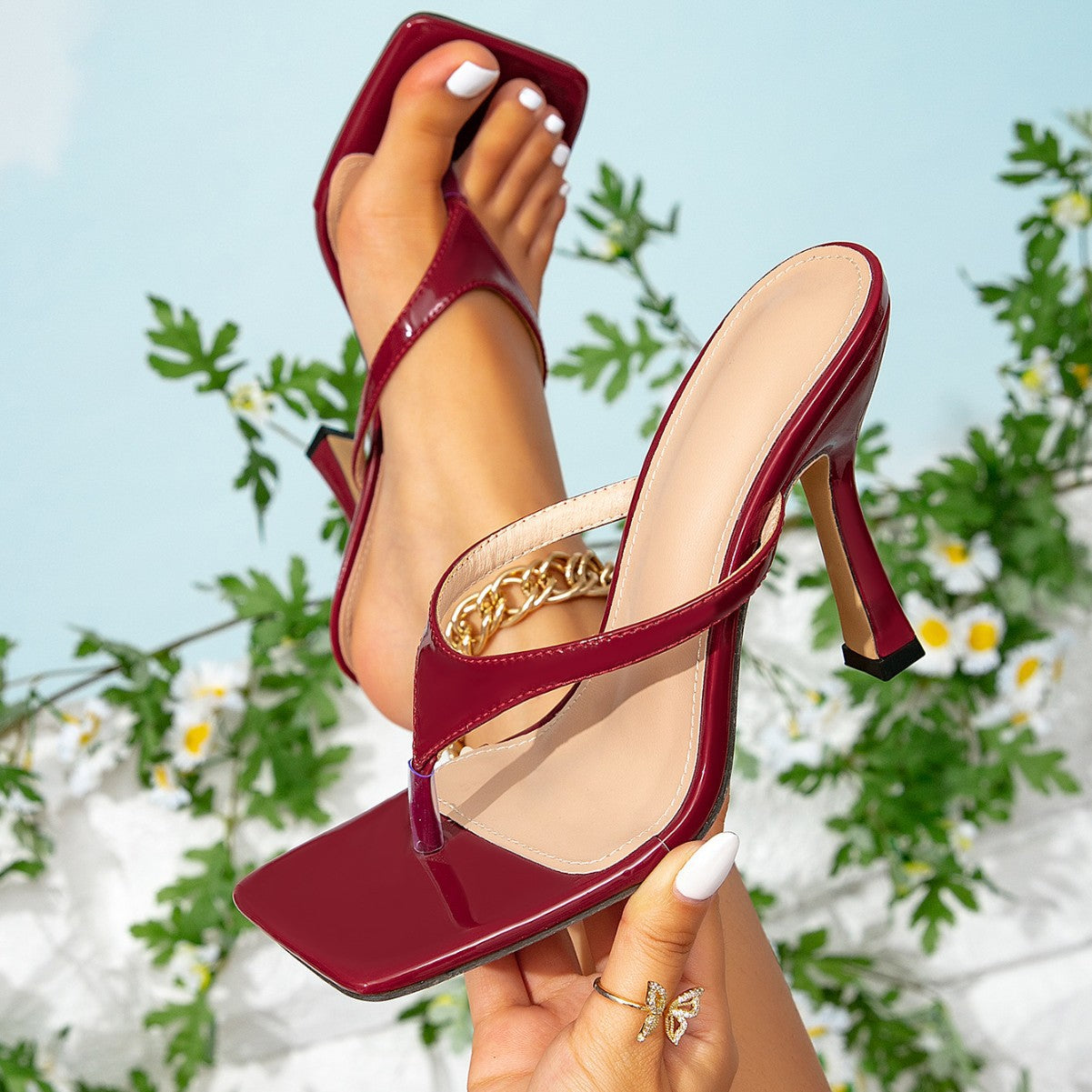 New style women's simple flip-flops stiletto high heel sandals